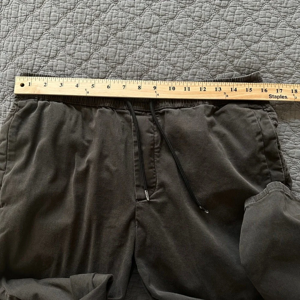 Zara Man Elastic Waist Drawstring Jogger Pants Brown Cotton Stretch Size Large